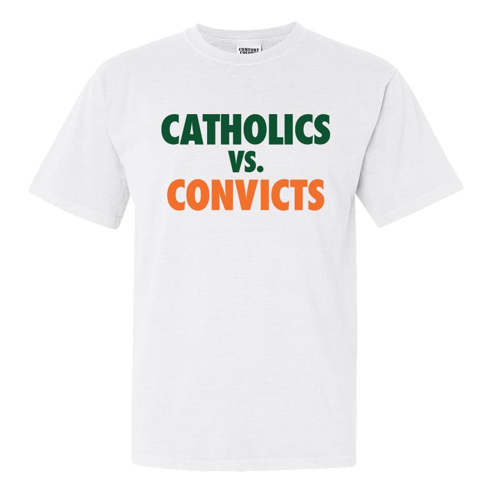 Catholics vs Convicts Tee-T-Shirts-Barstool U-White-S-Barstool Sports