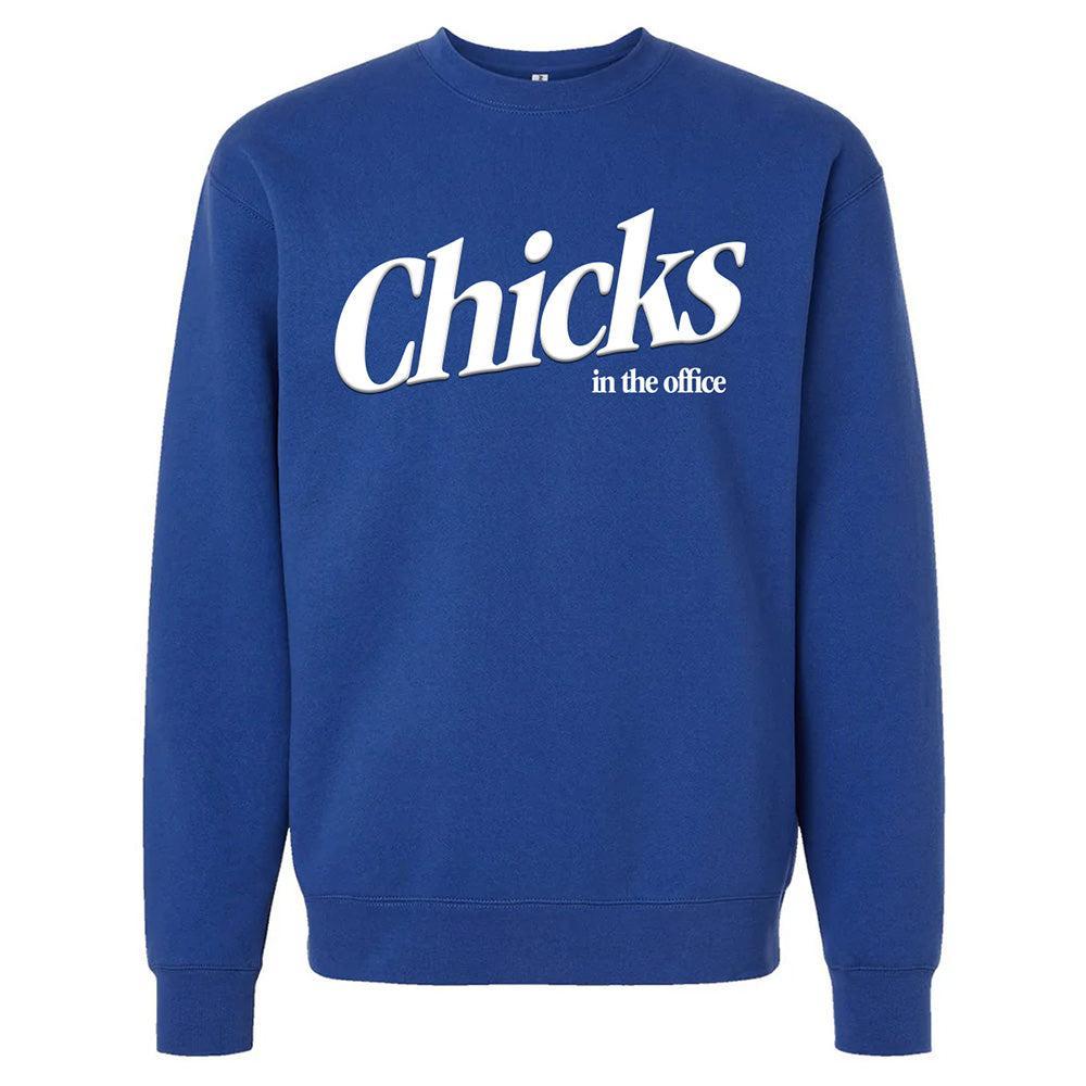 Chicks In The Office Puff Print Crewneck-Crewnecks-Chicks in the Office-Blue-S-Barstool Sports