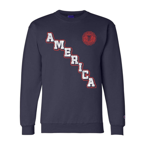 America Varsity Crewneck-Crewnecks-Spittin Chiclets-Navy-S-Barstool Sports
