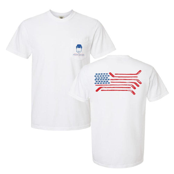 Spittin Chiclets Flag Pocket Tee-T-Shirts-Spittin Chiclets-White-S-Barstool Sports