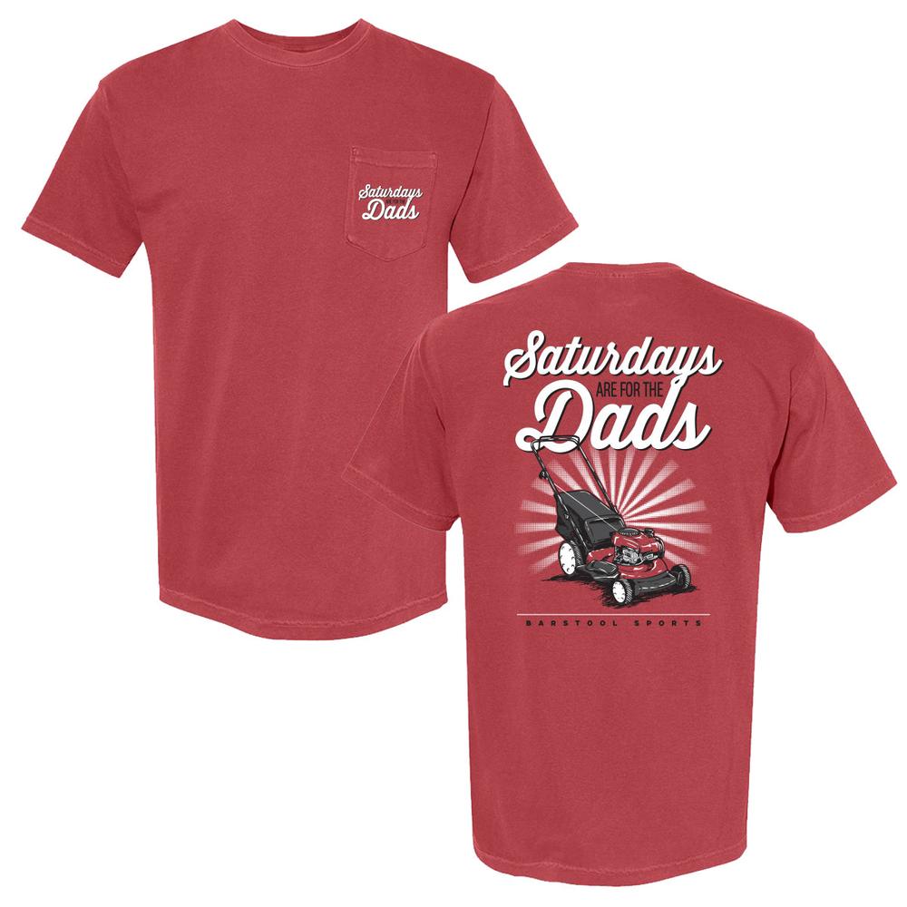 Saturdays Are For The Dads Push Mower Pocket Tee-T-Shirts-SAFTB-Red-S-Barstool Sports