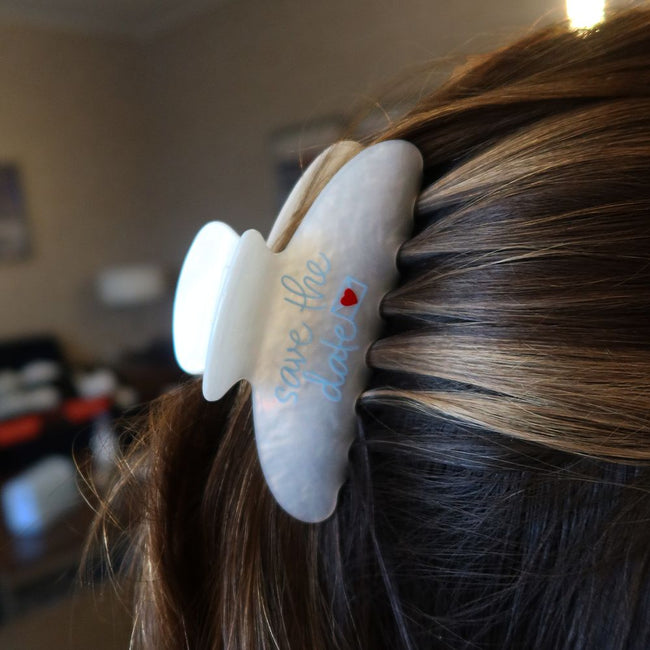 Save The Date Hairclip-Accessories-Chicks in the Office-White-One Size-Barstool Sports