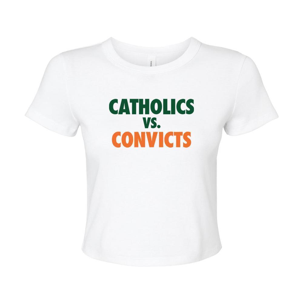 Catholics vs Convicts Baby Tee-T-Shirts-Barstool U-White-XS-Barstool Sports