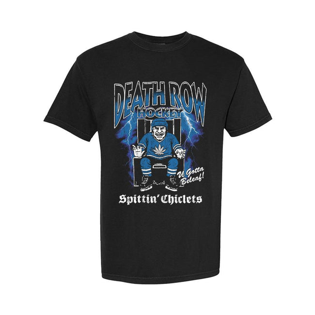 Death Row Hockey x Spittin Chiclets Graphic Tee-T-Shirts-Spittin Chiclets-Black-S-Barstool Sports