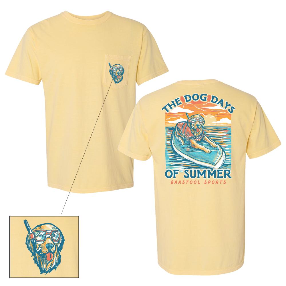 Dog Days Of Summer Pocket Tee-T-Shirts-Barstool Sports-Yellow-S-Barstool Sports