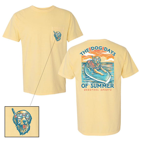 Dog Days Of Summer Pocket Tee-T-Shirts-Barstool Sports-Yellow-S-Barstool Sports
