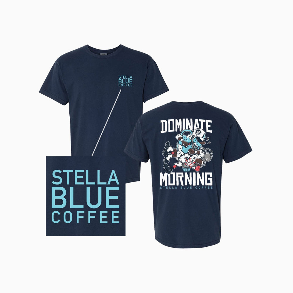 Dominate Your Morning Tee-T-Shirts-Stella Blue Coffee-Barstool Sports