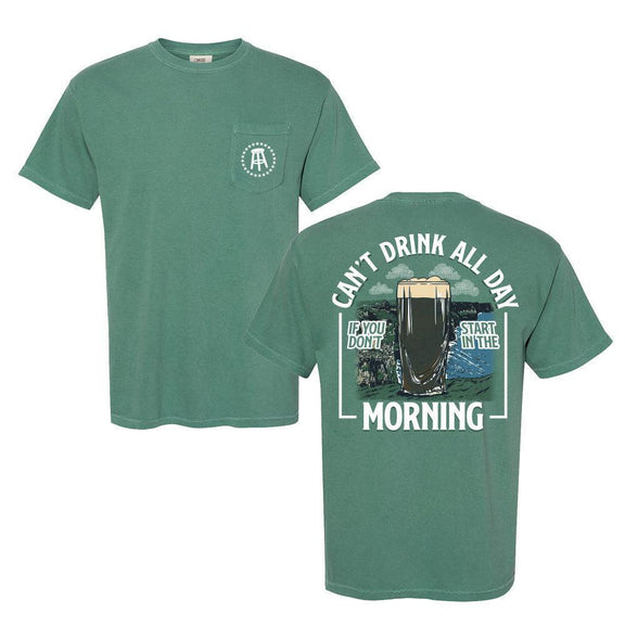 Can't Drink All Day Cliffs Pocket Tee-T-Shirts-Barstool Sports-Green-S-Barstool Sports