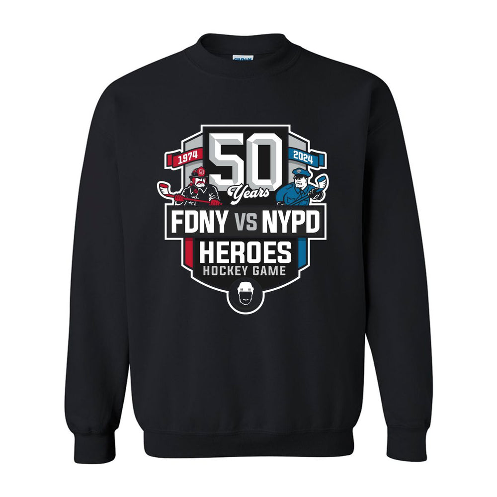 50th Heroes Hockey Game Crewneck-Crewnecks-Spittin Chiclets-Black-S-Barstool Sports