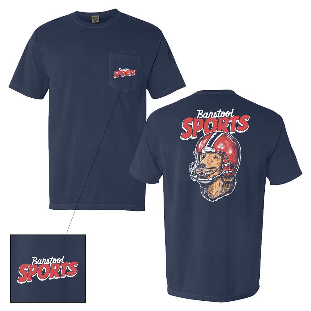 Barstool Helmet Dog Pocket Tee-T-Shirts-Barstool Sports-Navy-S-Barstool Sports
