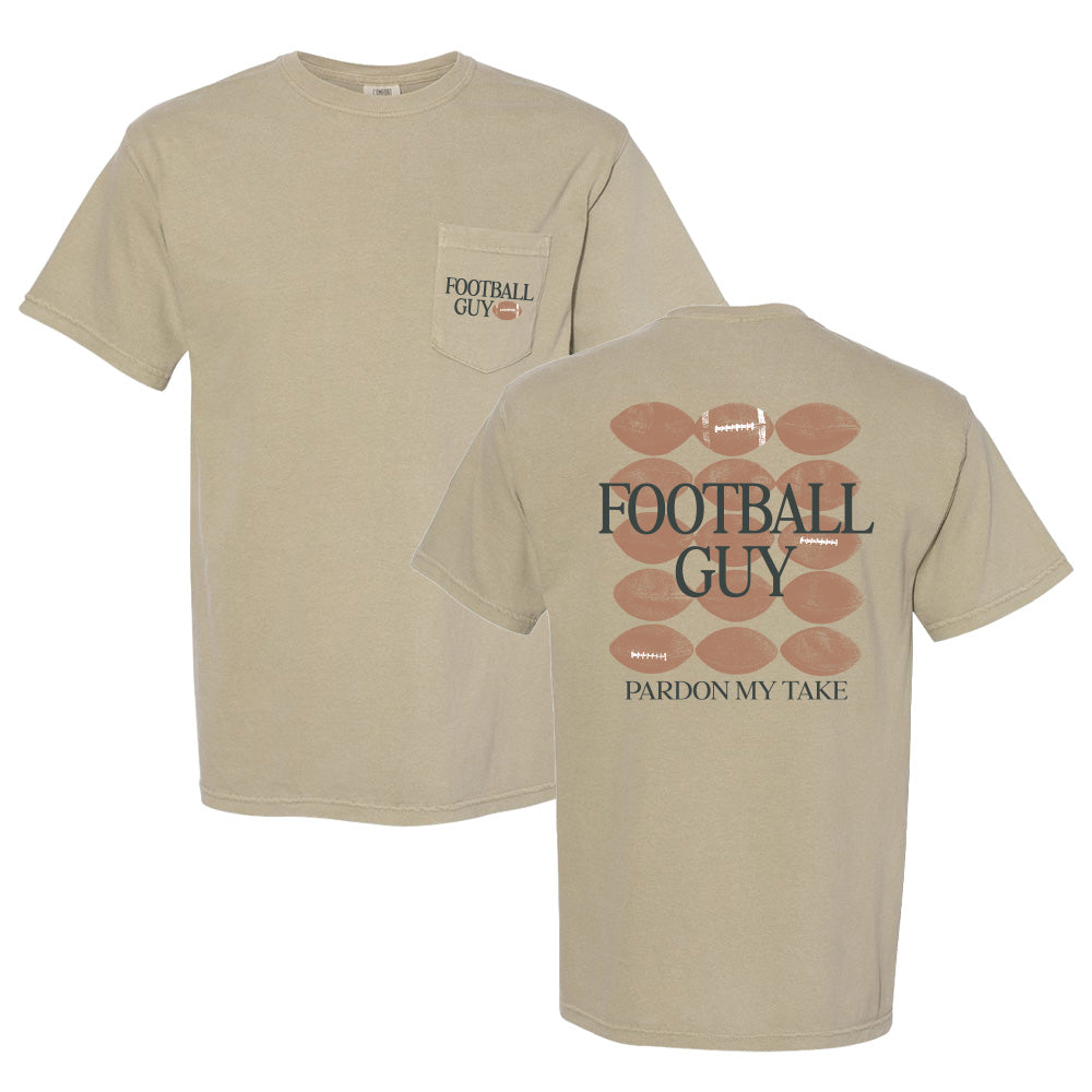Football Guy Graphic Pocket Tee-T-Shirts-Pardon My Take-Khaki-S-Barstool Sports