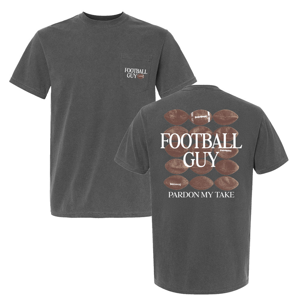 Football Guy Graphic Pocket Tee-T-Shirts-Pardon My Take-Charcoal-S-Barstool Sports