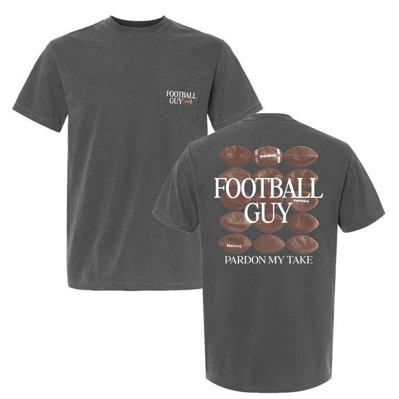Football Guy Graphic Pocket Tee-T-Shirts-Pardon My Take-Charcoal-S-Barstool Sports