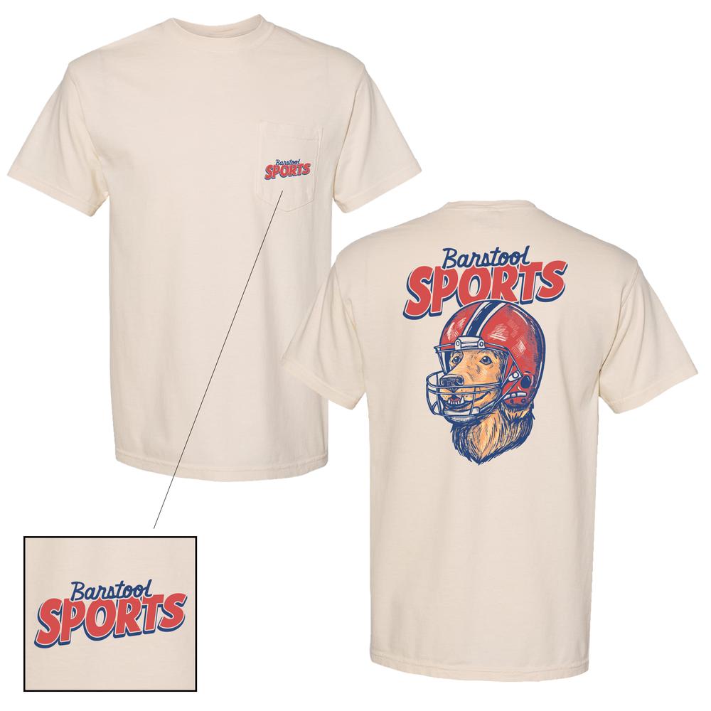 Barstool Helmet Dog Pocket Tee-T-Shirts-Barstool Sports-Ivory-S-Barstool Sports