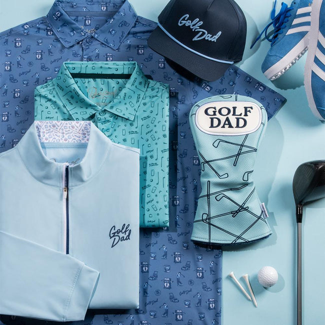Golf Dad Saturday Printed Polo-Polos-Fore Play-Barstool Sports
