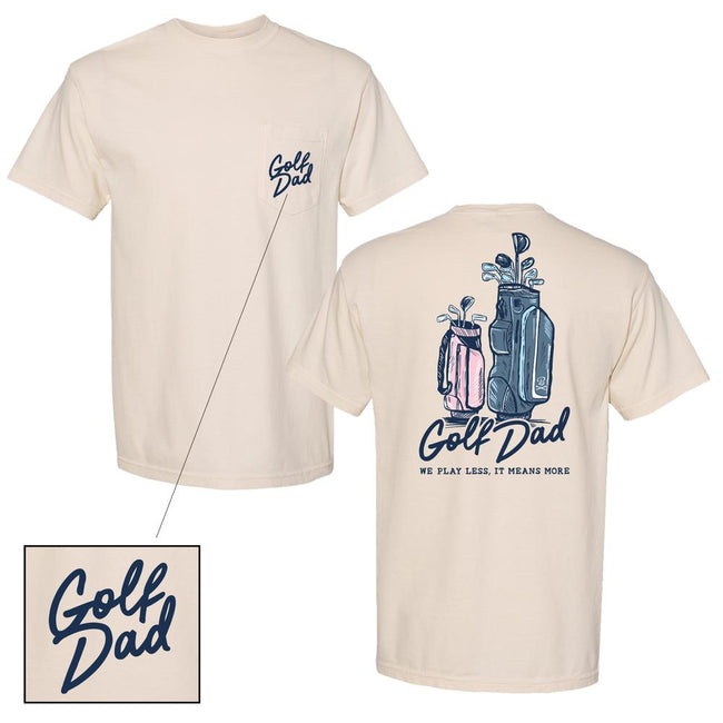 Golf Dad Bags Pocket Tee-T-Shirts-Fore Play-Ivory-S-Barstool Sports