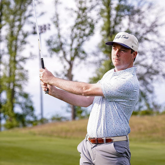 Golf Dad Printed Performance Polo-Polos-Fore Play-Barstool Sports