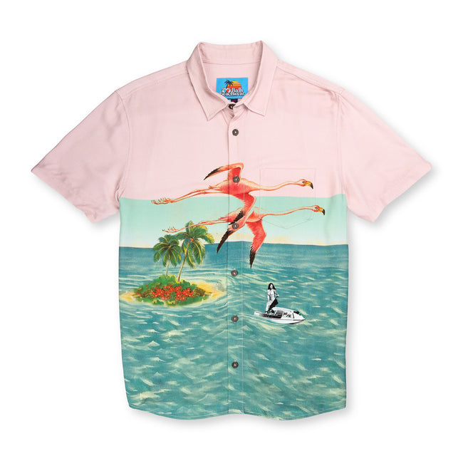 Balls Beachwear Stranded In Time Button Up-T-Shirts-Balls Beachwear-Pink-S-Barstool Sports