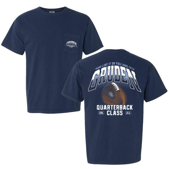 Gruden QB Class Pocket Tee-T-Shirts-Coach Gruden-Navy-S-Barstool Sports