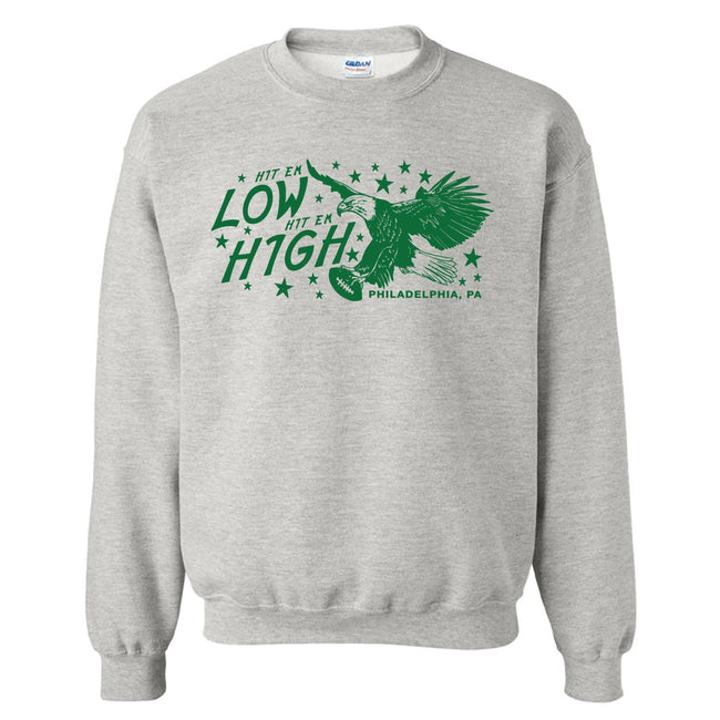 Hit 'Em Low Hit 'Em High Philadelphia Crewneck-Crewnecks-Barstool Sports-Grey-S-Barstool Sports