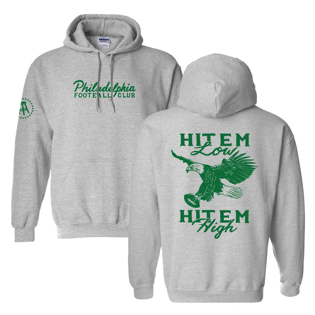 Hit 'Em Low Hit 'Em High Hoodie-Hoodies & Sweatshirts-Barstool Sports-Grey-S-Barstool Sports