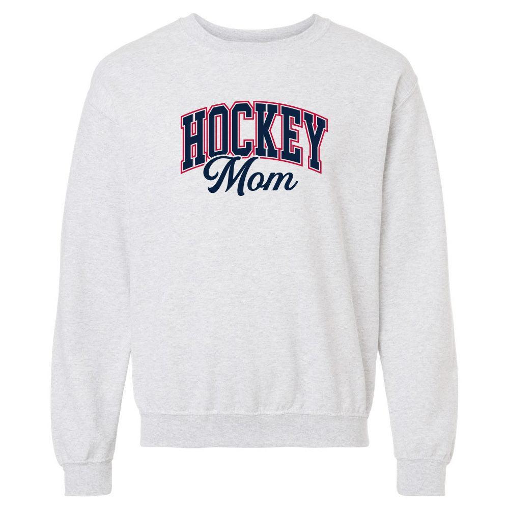Hockey Mom Varsity Crewneck-Crewnecks-Barstool Sports-Grey-S-Barstool Sports