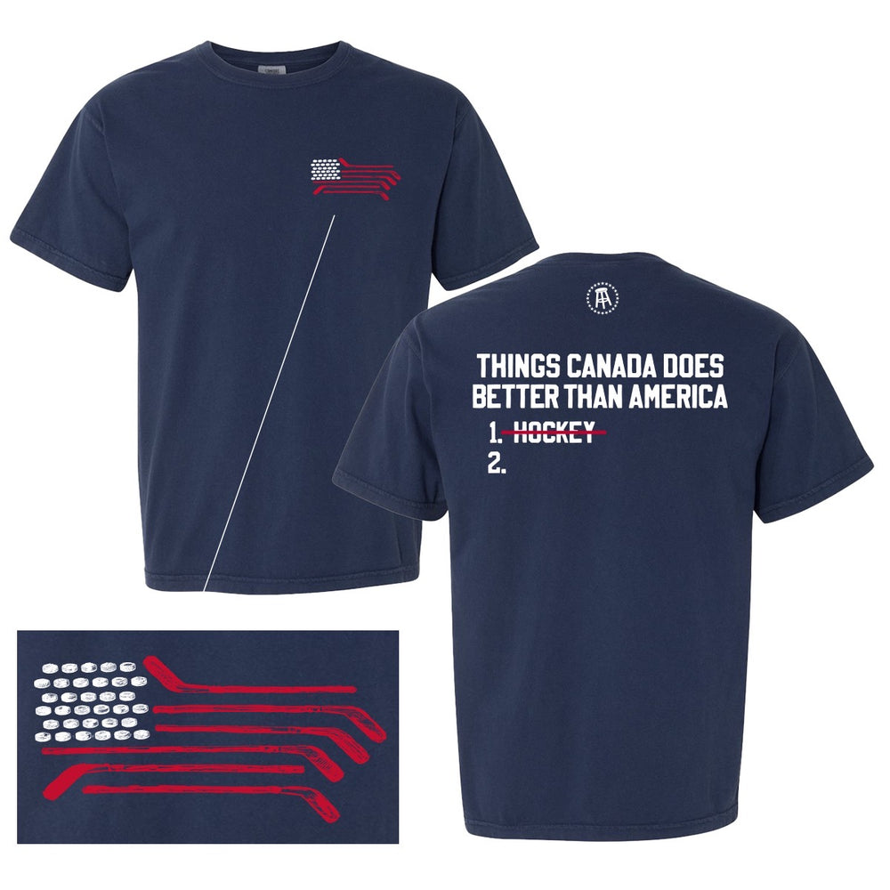 US Hockey Tee-T-Shirts-Spittin Chiclets-Navy-S-Barstool Sports