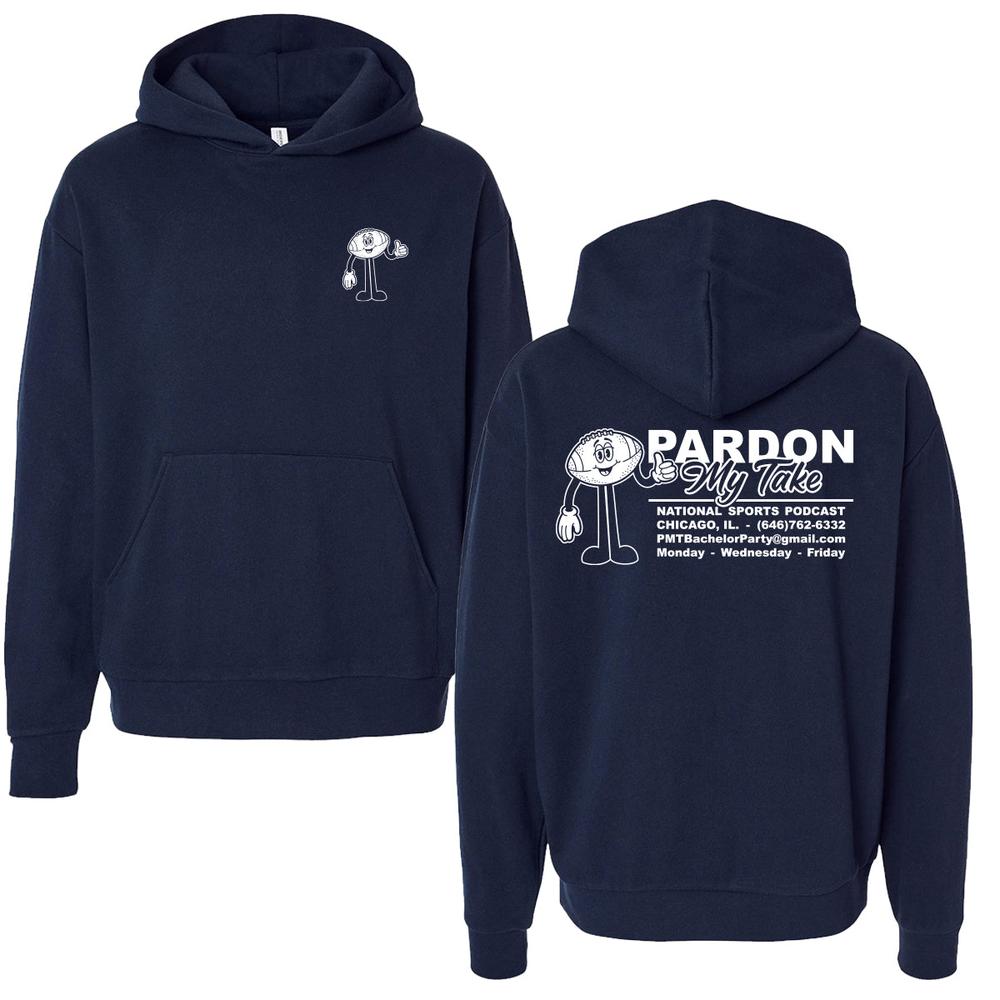 Pardon My Take Football Premium Hoodie-Hoodies & Sweatshirts-Pardon My Take-Navy-S-Barstool Sports