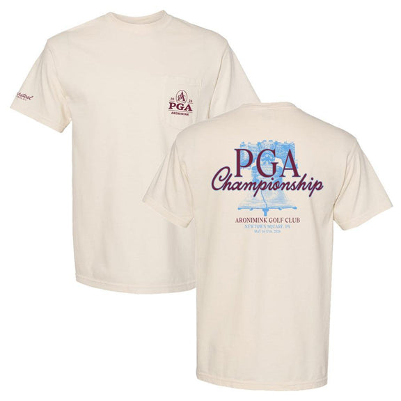 PGA Championship x Barstool Golf Aronimink Golf Club Pocket Tee-T-Shirts-Fore Play-Ivory-S-Barstool Sports