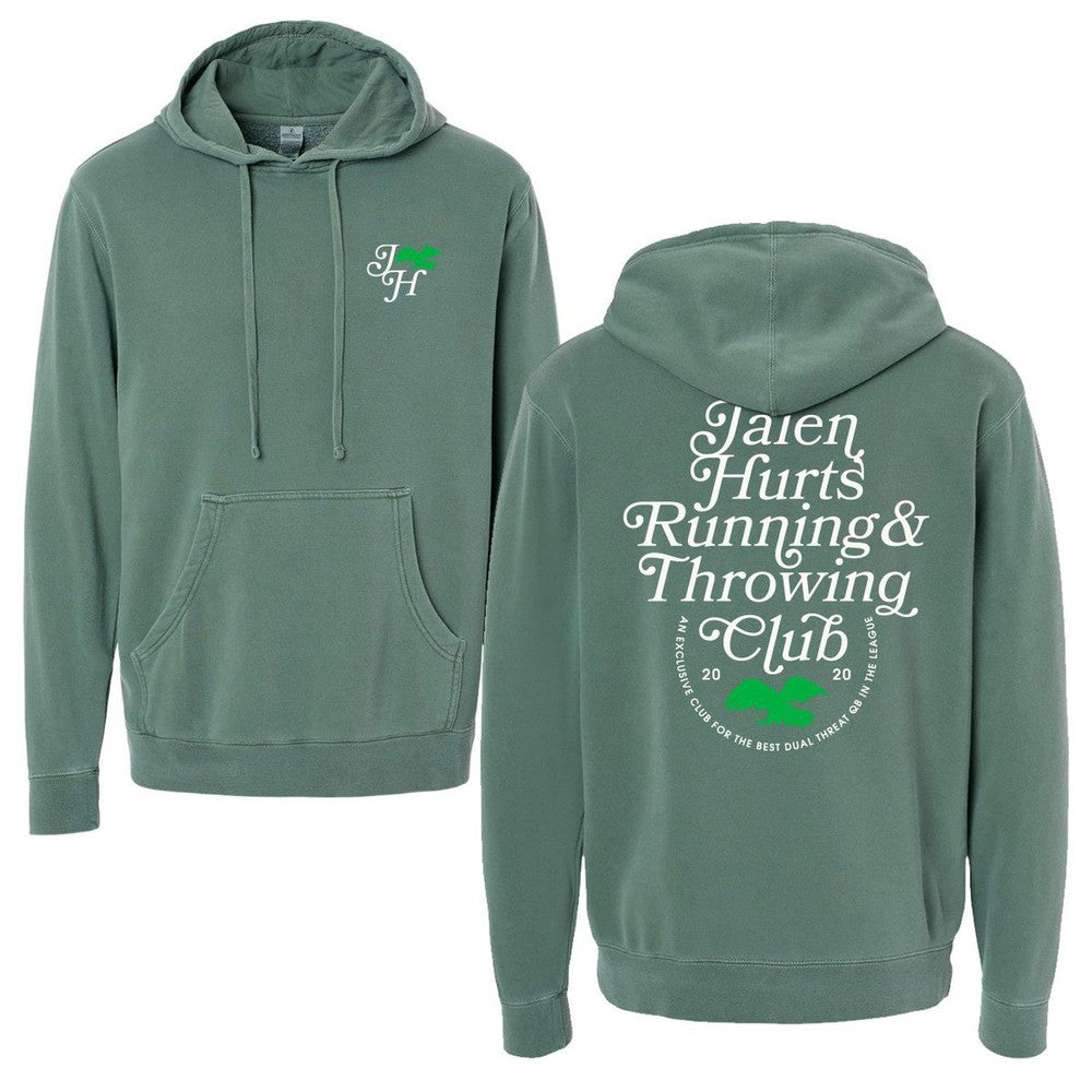 Jalen Hurts R & T Club Pigment Dyed Hoodie-Hoodies & Sweatshirts-Barstool Sports-Green-S-Barstool Sports