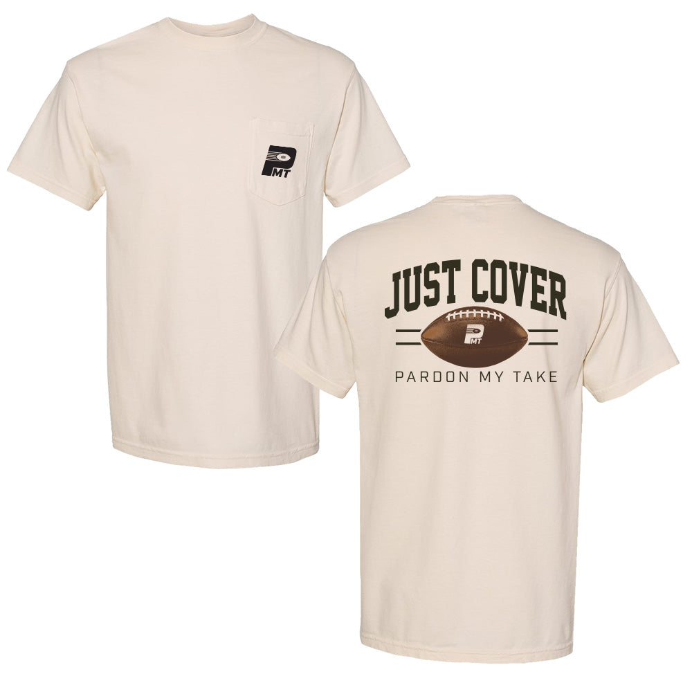 Just Cover Football Pocket Tee-T-Shirts-Pardon My Take-Ivory-S-Barstool Sports