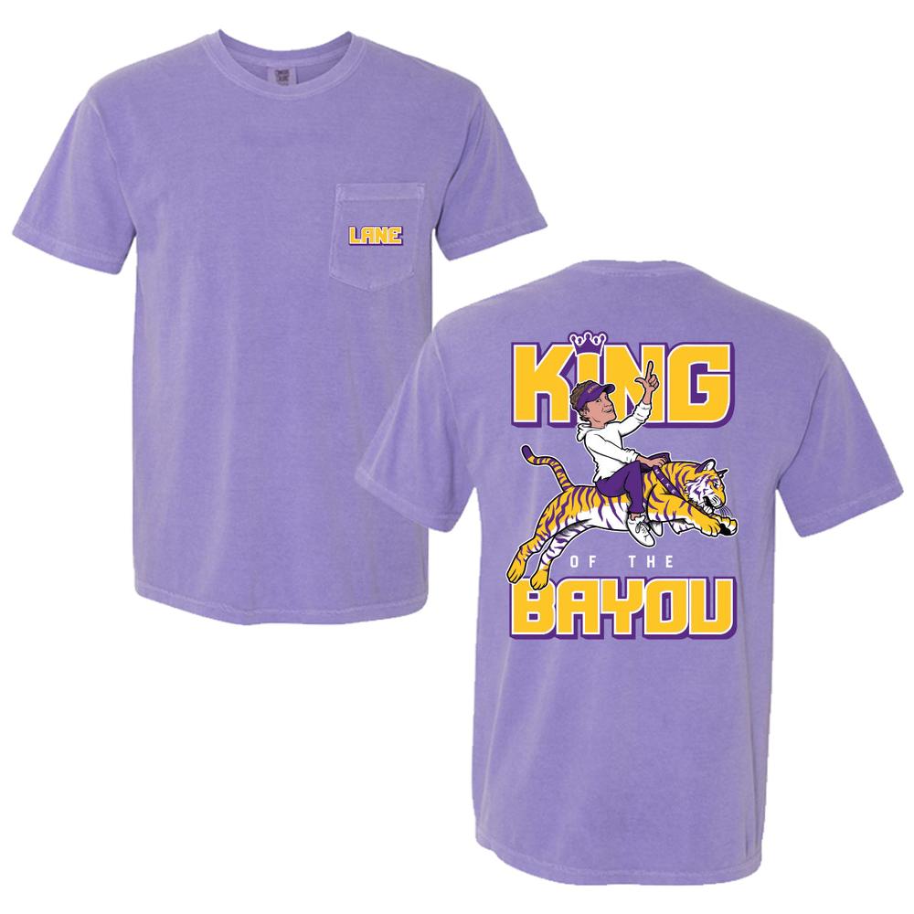 King Of The Bayou Pocket Tee-T-Shirts-Barstool Sports-Purple-S-Barstool Sports