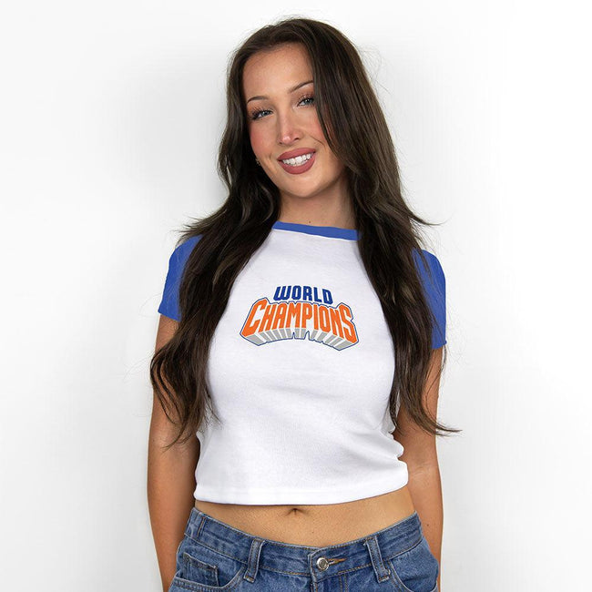 NY World Champions Women's Baby Tee-T-Shirts-Barstool Sports-Barstool Sports