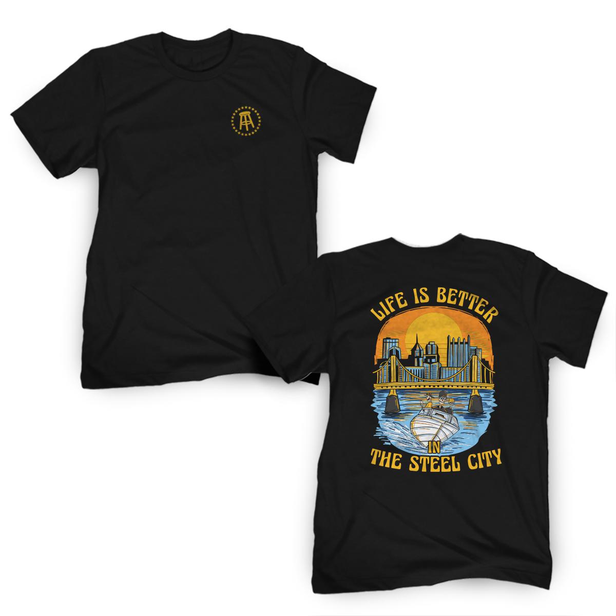 Life Is Better Steel City Tee-T-Shirts-Barstool U-Black-S-Barstool Sports