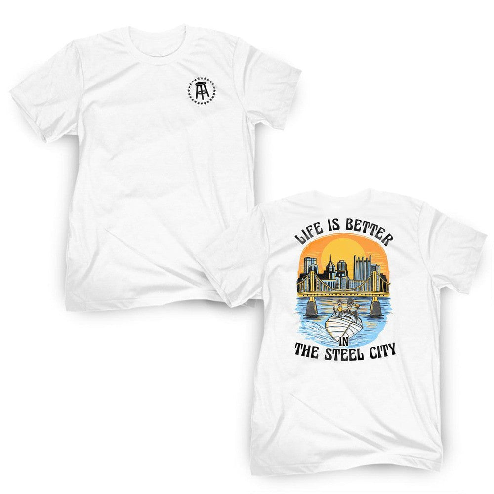 Life Is Better Steel City Tee-T-Shirts-Barstool U-White-S-Barstool Sports
