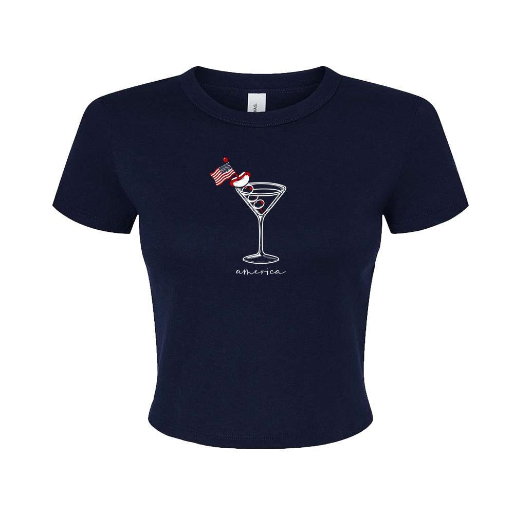 Hot Dog & Martini Baby Tee-T-Shirts-It Girl-Navy-S-Barstool Sports