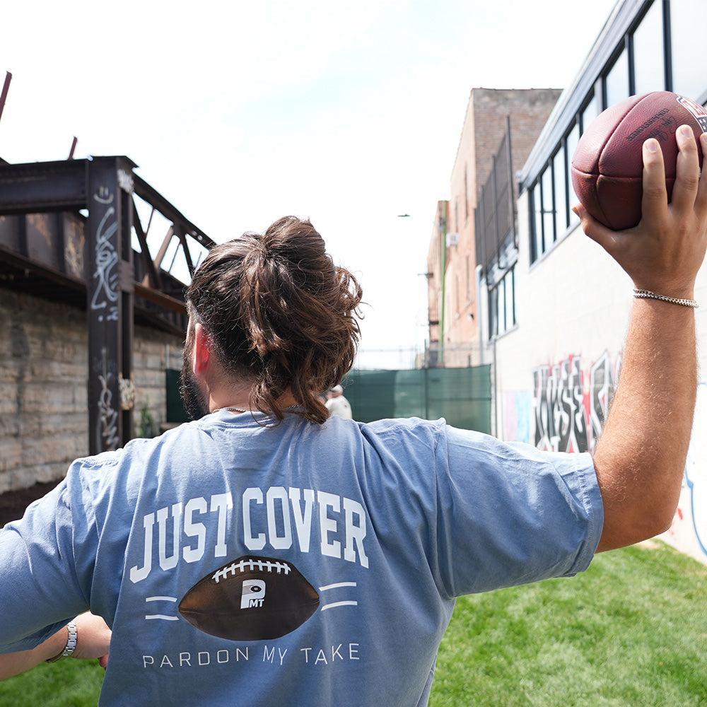 Just Cover Football Pocket Tee-T-Shirts-Pardon My Take-Barstool Sports