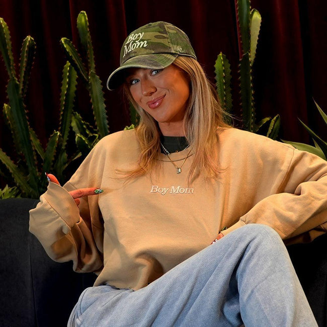Boy Mom Embroidered Cropped Crewneck III-Crewnecks-Barstool Sports-Barstool Sports