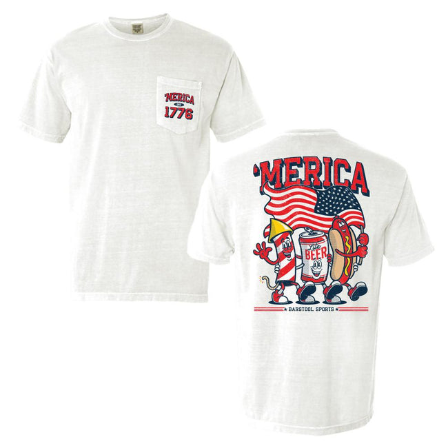 'Merica Pocket Tee-T-Shirts-Barstool Sports-White-S-Barstool Sports