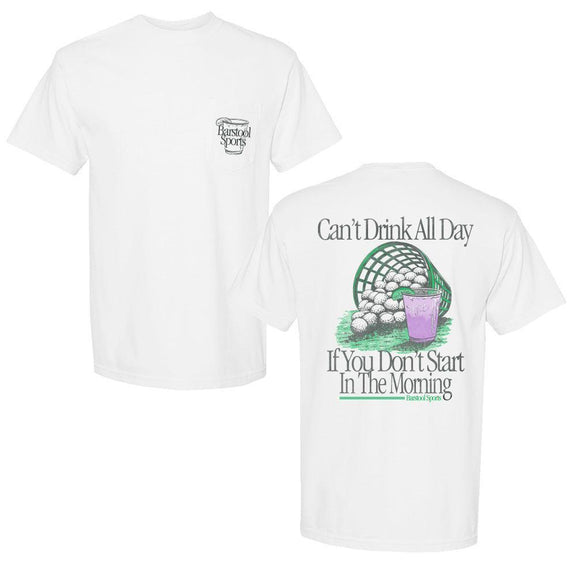 Can't Drink All Day Golf Bucket Pocket Tee-T-Shirts-Barstool Sports-White-S-Barstool Sports