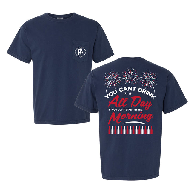 Can't Drink All Day USA Pocket Tee-T-Shirts-Barstool Sports-Navy-S-Barstool Sports