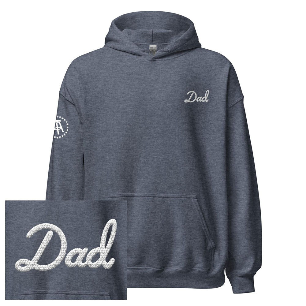 Dad Embroidered Hoodie-Hoodies & Sweatshirts-Barstool Sports-Heather Navy-S-Barstool Sports
