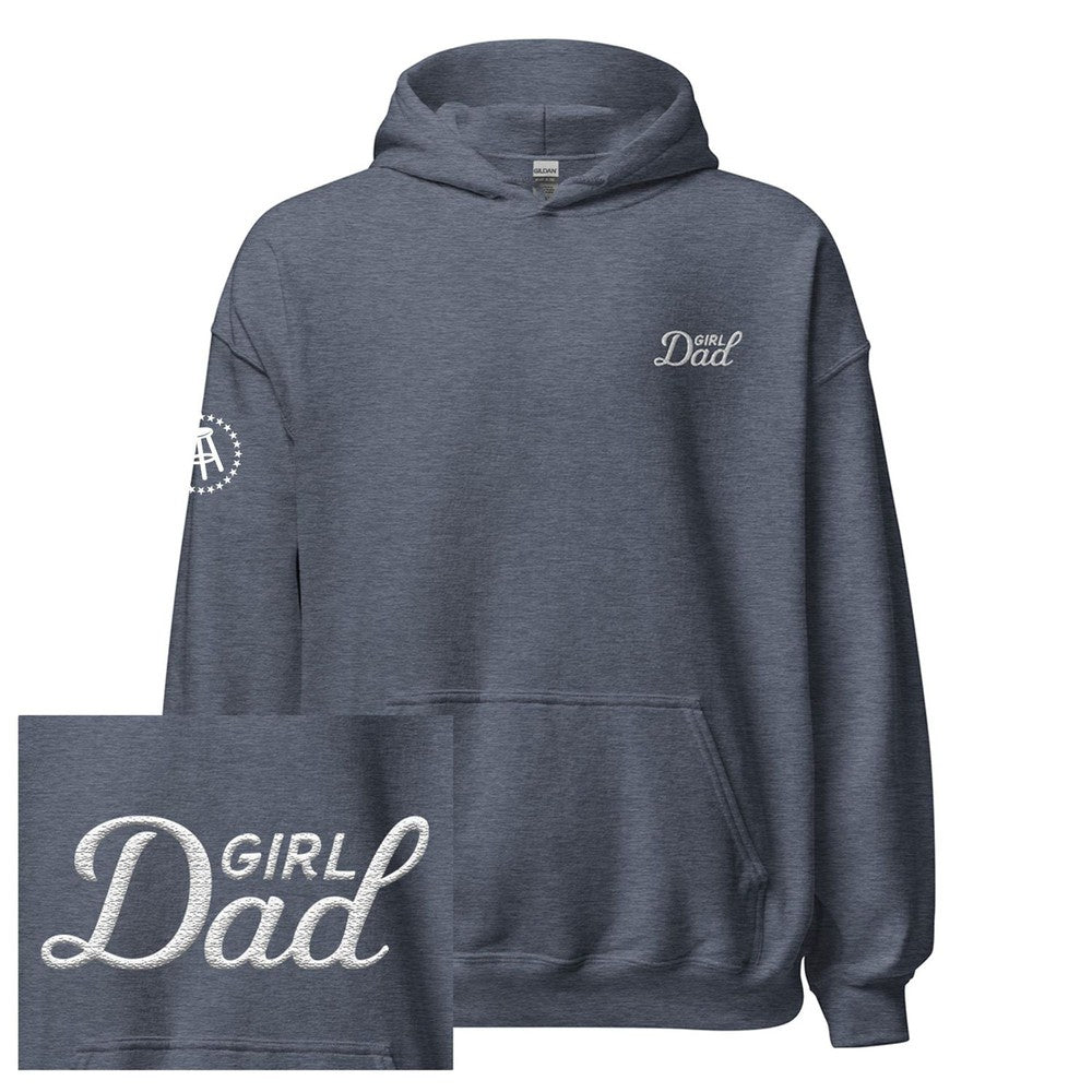Girl Dad Embroidered Hoodie-Hoodies & Sweatshirts-Barstool Sports-Heather Navy-S-Barstool Sports