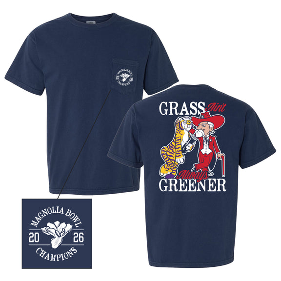 Grass Ain't Greener Pocket Tee-T-Shirts-Barstool U-Navy-S-Barstool Sports