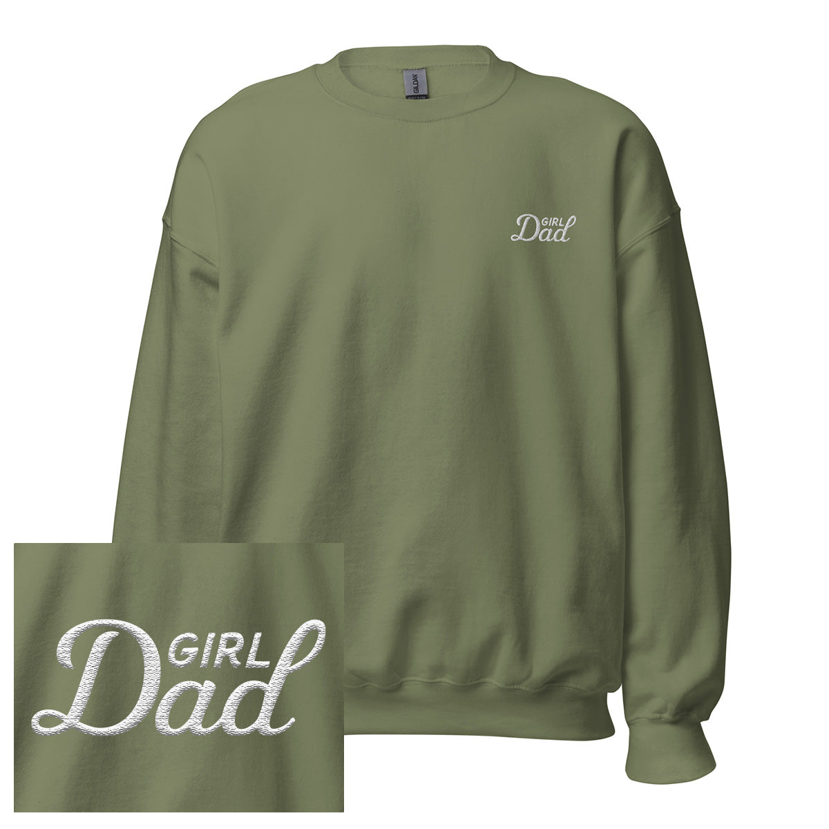 Girl Dad Embroidered Crewneck-Crewnecks-Bussin With The Boys-Olive-S-Barstool Sports
