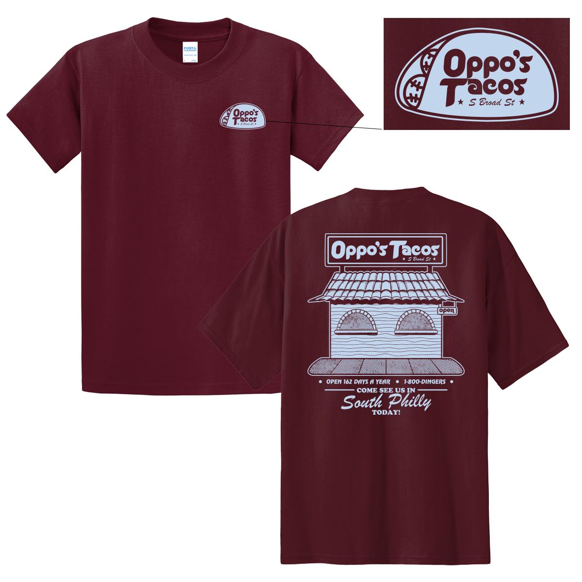 Oppo's Tacos Tee-T-Shirts-Barstool Sports-Maroon-S-Barstool Sports