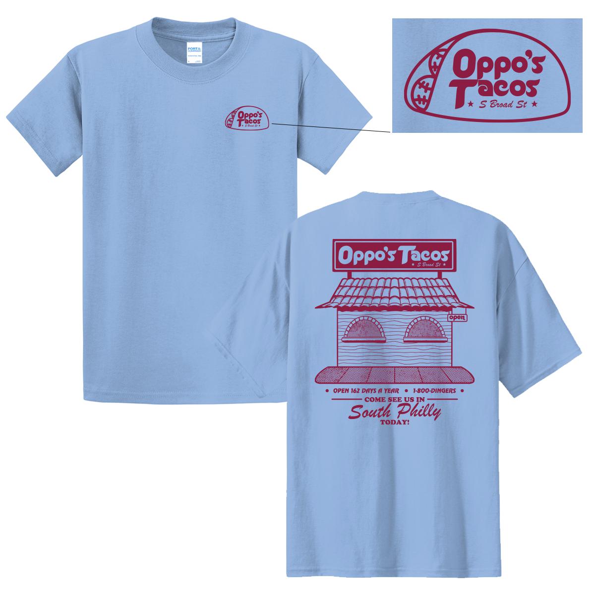 Oppo's Tacos Tee-T-Shirts-Barstool Sports-Light Blue-S-Barstool Sports