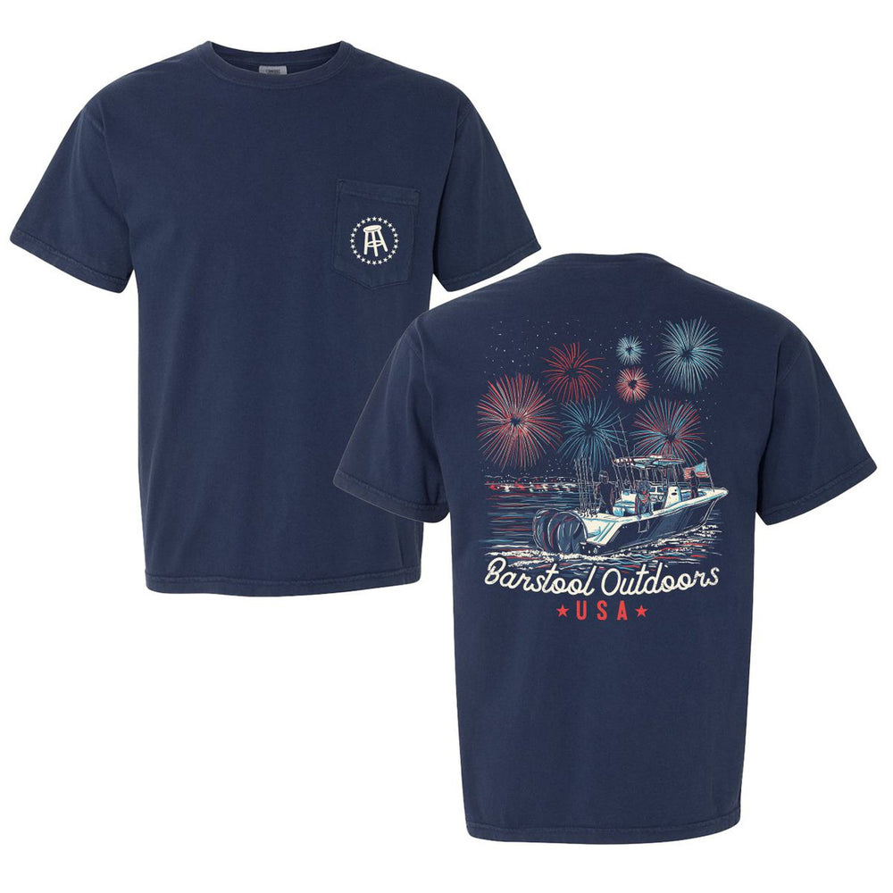 Barstool Outdoors Fireworks USA Pocket Tee-T-Shirts-Barstool Outdoors-Navy-S-Barstool Sports