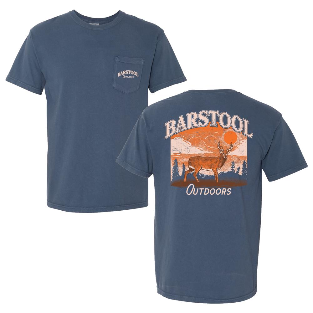 Barstool Outdoors Deer II Pocket Tee-T-Shirts-Barstool Outdoors-Blue-S-Barstool Sports