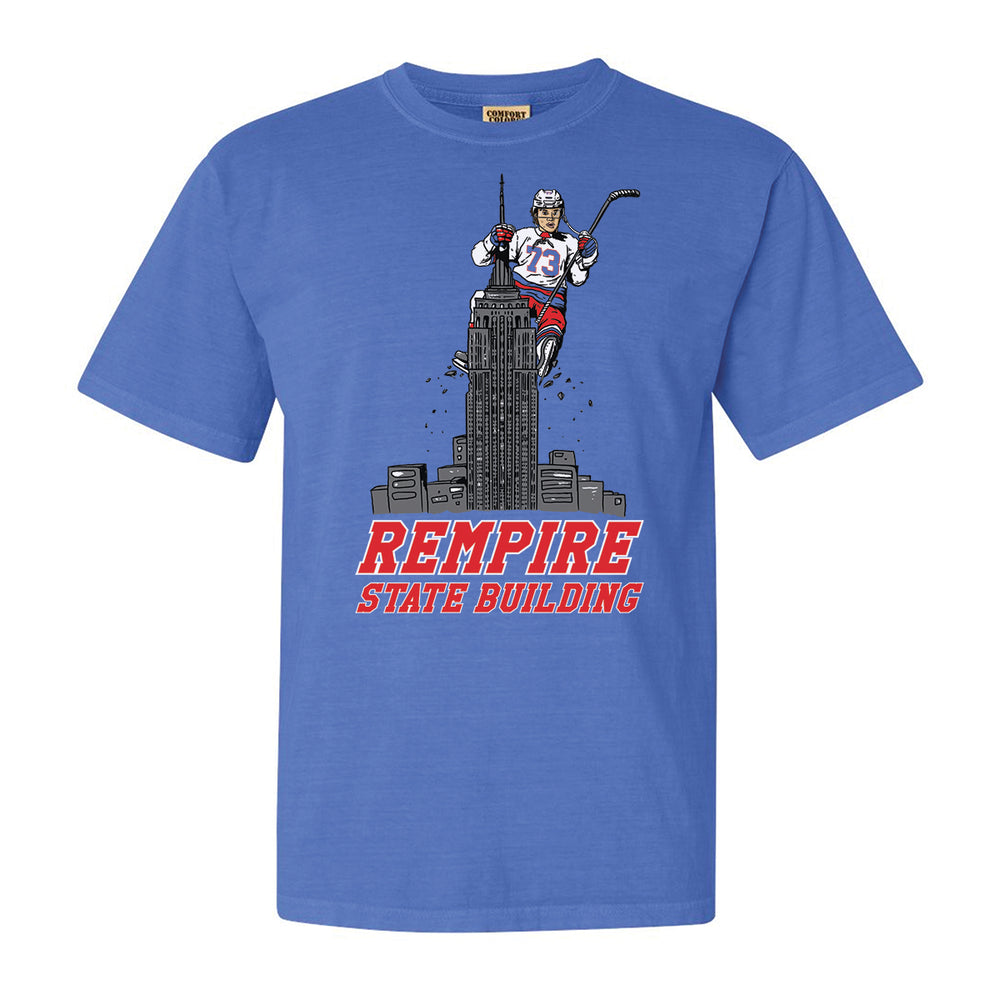 Rempire State Building Tee-T-Shirts-Spittin Chiclets-Blue-S-Barstool Sports